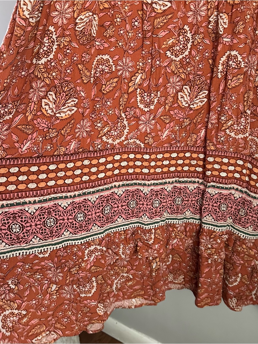 XL Knox Rose Boho Fall Maxi / Midi Dress Womens floral terracotta orange rust - Picture 5 of 6